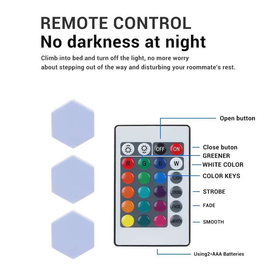 Modular Touch Control Honeycomb LED Wall Lights – 6-Piece Set