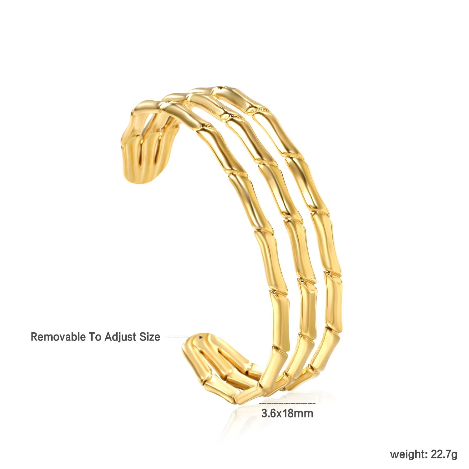 LUXUSTEEL Flower Cuff Bracelet – Women's 18K Gold Plated Stainless Steel Bangle, No-Fade Elegant Jewelry