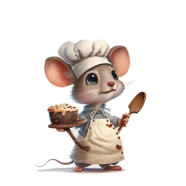 Cute Chef Mouse Wall Sticker – Cartoon Peel & Stick Decor for Kids Room & Home