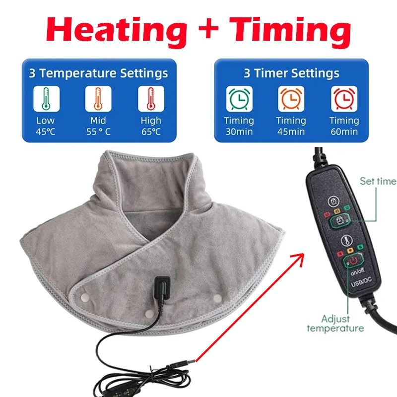 Electric Heating Neck Shoulder Vibration Massager Cervical Vertebra Infrared Therapy Heated Pad