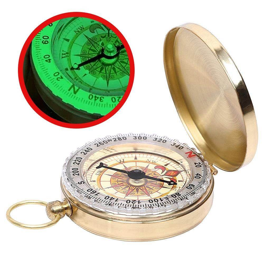 Vintage Brass Pocket Compass, Antique navigation compass for Hiking Camping Survival Gift