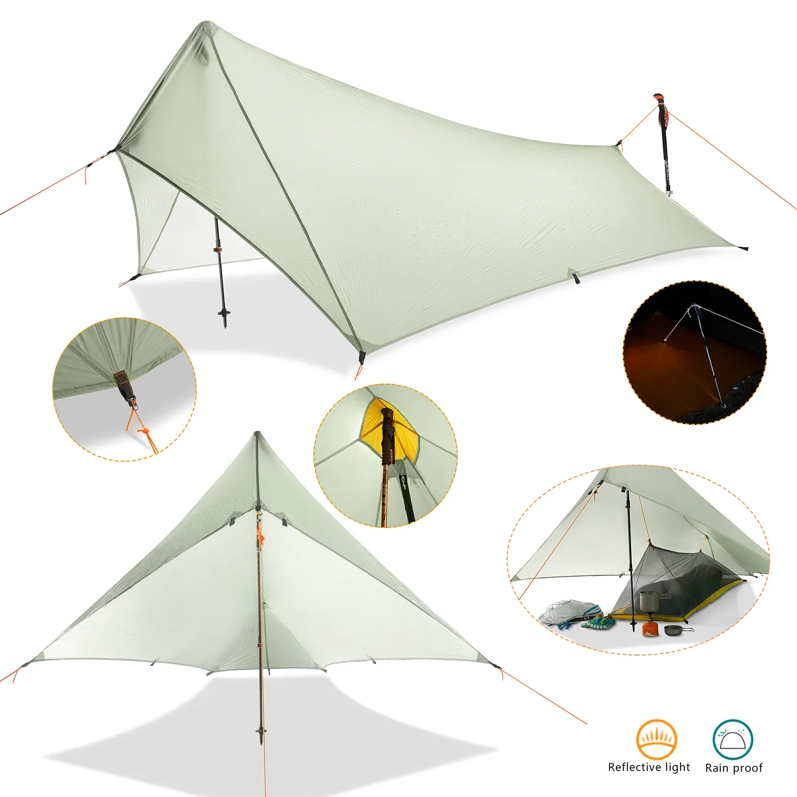 Ultralight Camping Tarp Waterproof Rain Fly Silnylon Backpacking Shelter