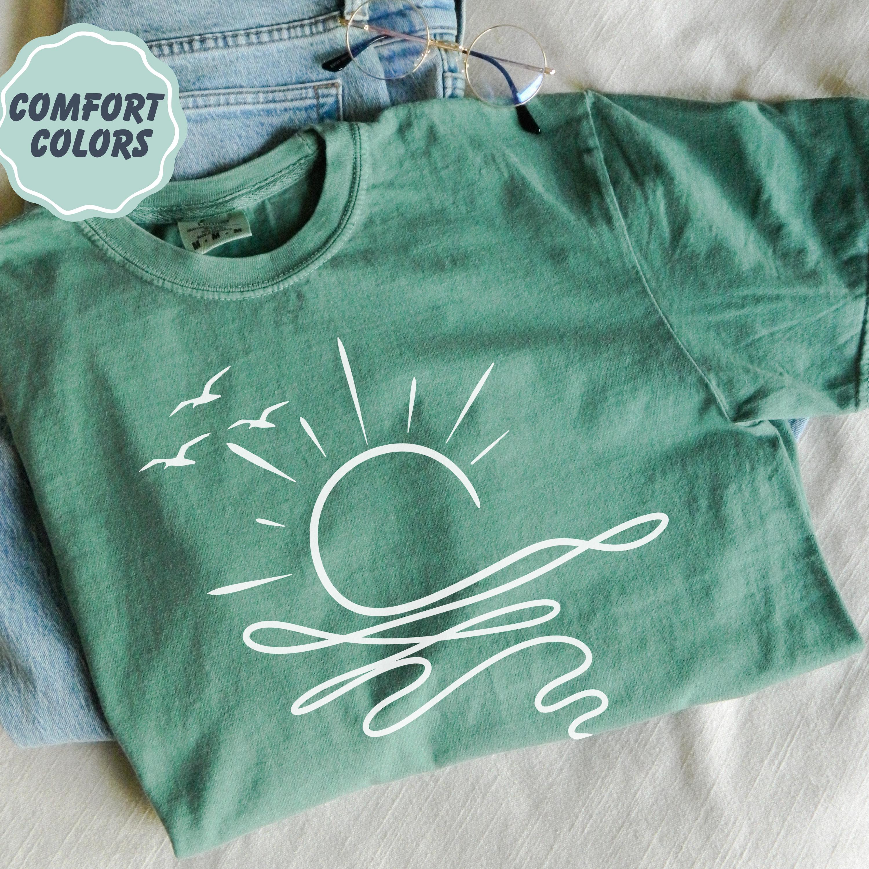 Minimalist Sun Shirt Boho Line Art Graphic Tee Aesthetic Summer Outfit Gift