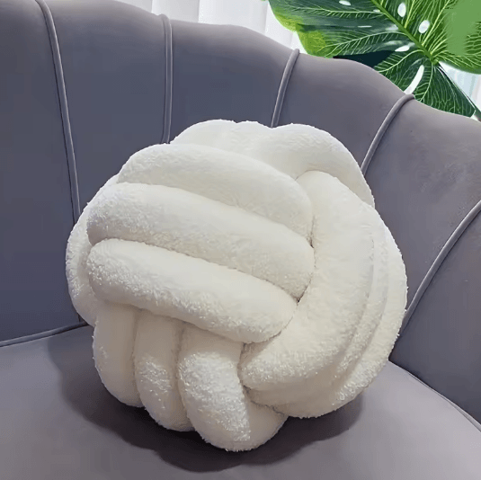 Round Knot Throw Pillow Soft Knotted Ball Cushion for Sofa and Bed
