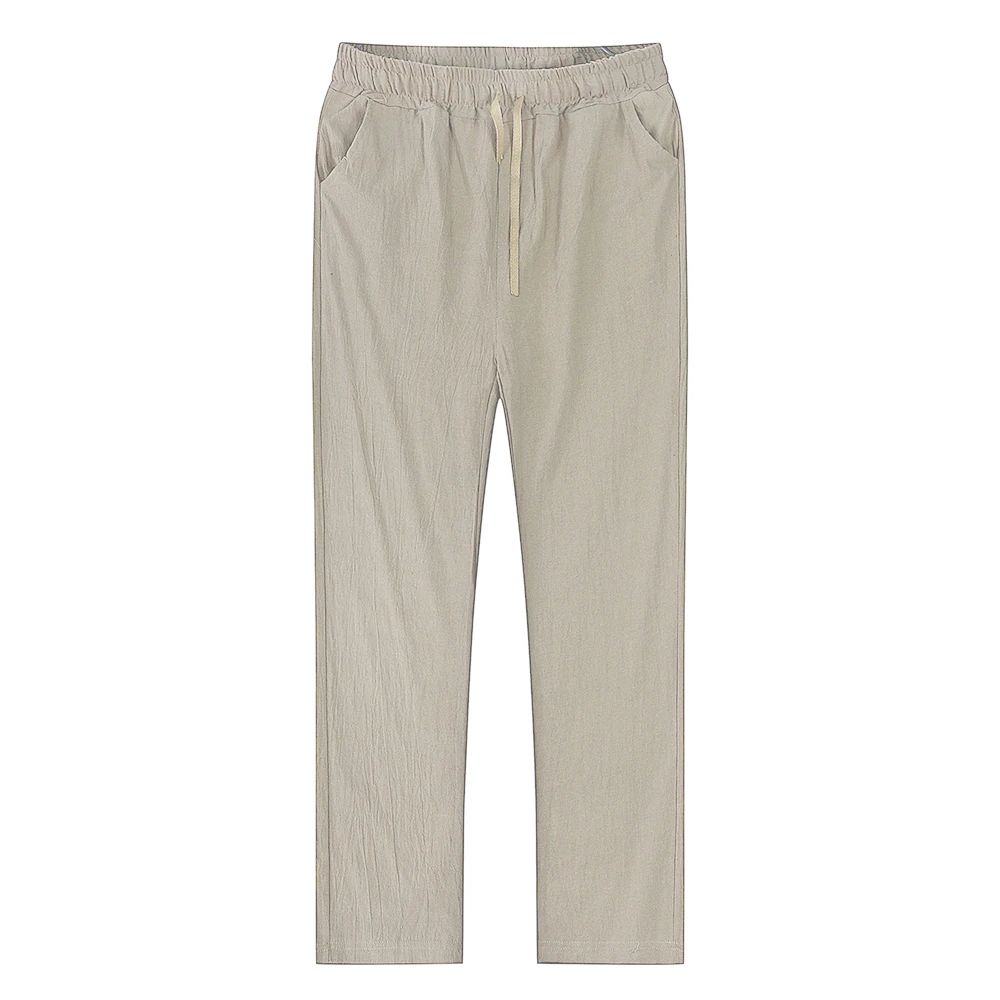 BreezeFlex Mens Linen Pants – Breathable Cotton Linen Casual Trousers with Elastic Waist