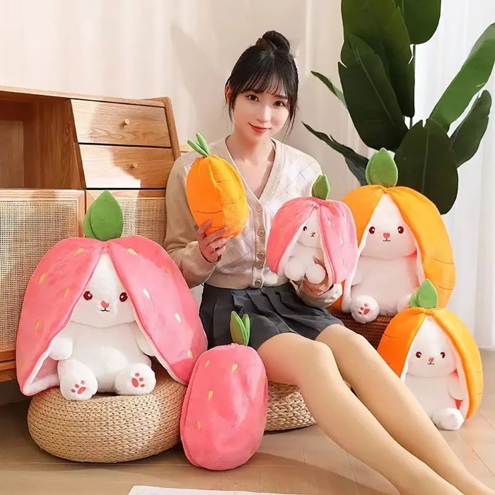 Cute Rabbit Plush Toy Soft Strawberry Bunny Stuffed Animal