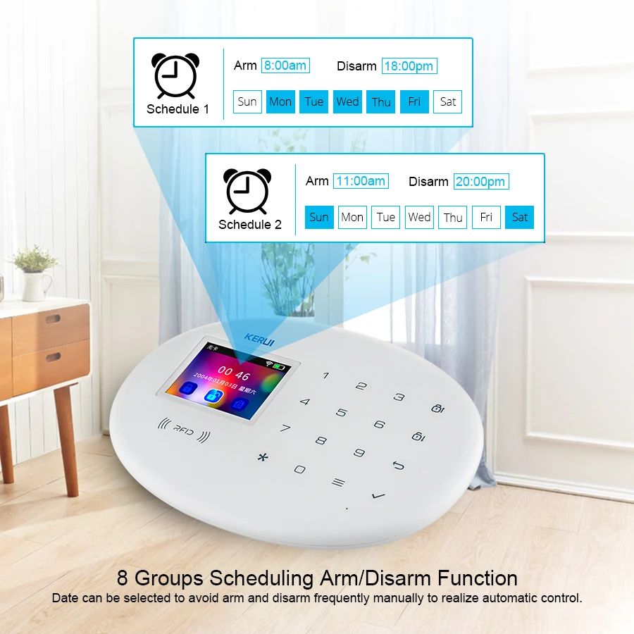 Tuya Smart 4.3-Inch WiFi + GSM Home Security Alarm System with Temperature Display