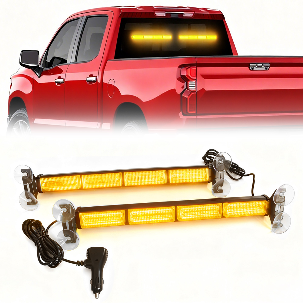 Emergency Strobe Traffic Advisor Light Bar Amber White Warning Hazard Safety Dash Lights