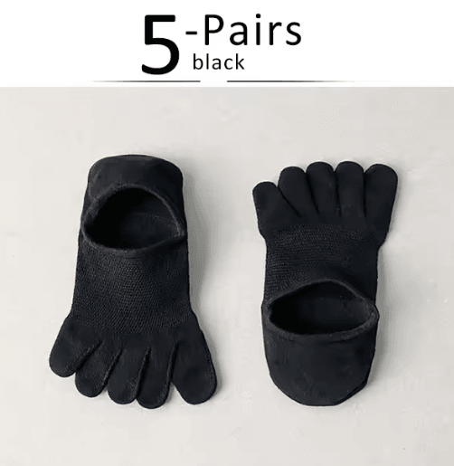 5 Pairs Invisible Toe Socks – Breathable Cotton Five Finger No-Show Socks