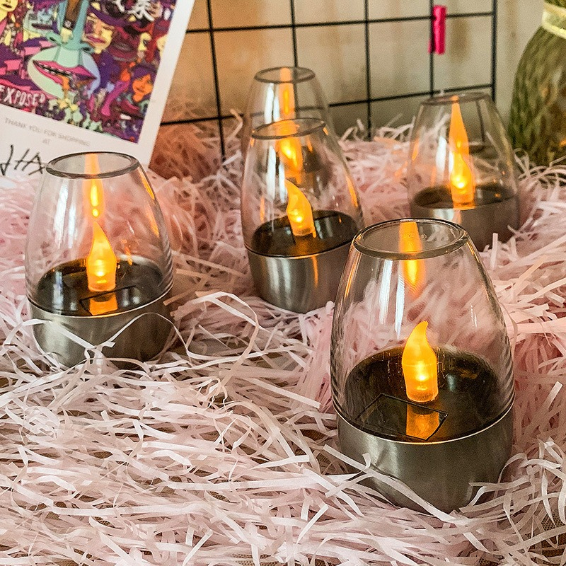 Solar Powered Candles Light, Flameless Waterproof Outdoor Night Light for Valentine's Day, Wedding Party, Garden Decor