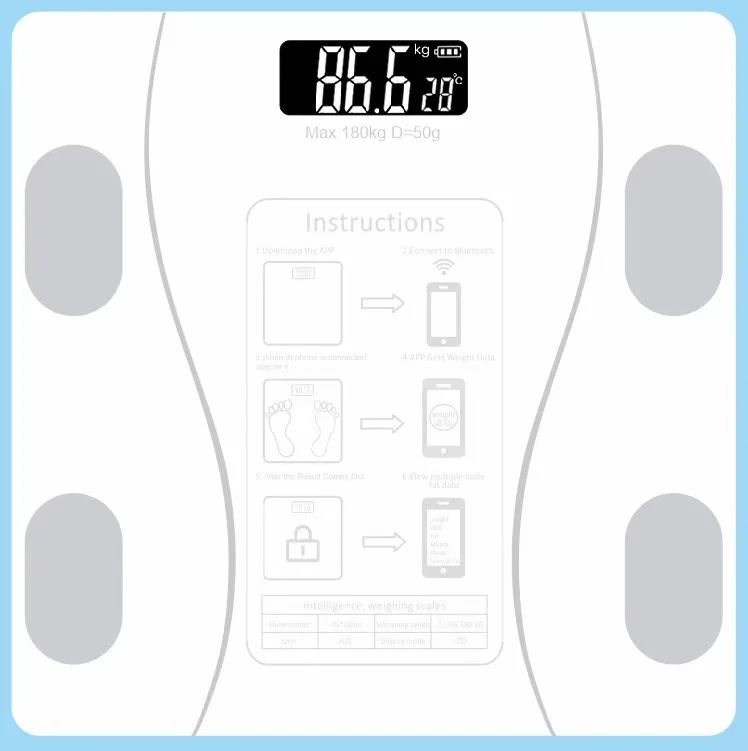 Bluetooth Smart Body Weight Scale Rechargeable Digital Scale