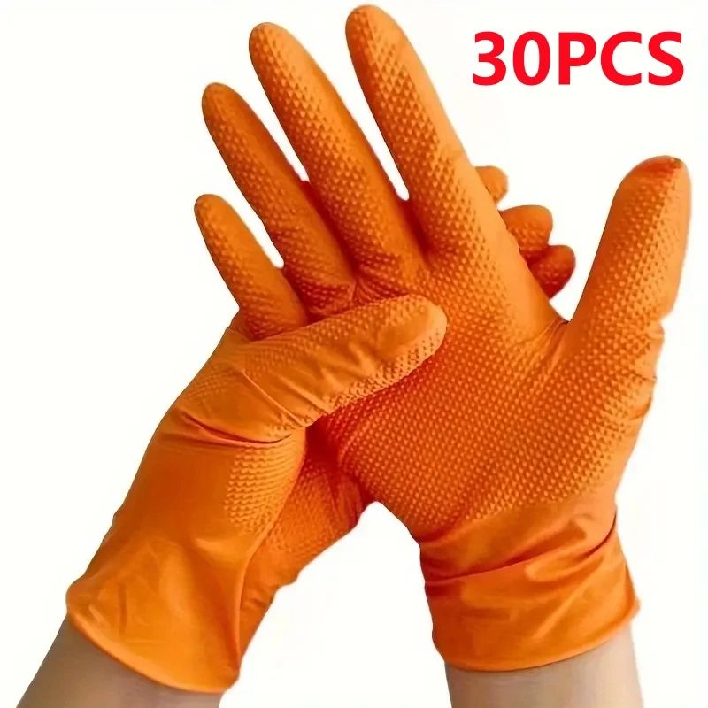 Nitrile Gloves Thick Heavy Duty Industrial Disposable Gloves with Diamond Texture Latex Free Mechanic Auto Repair Gloves