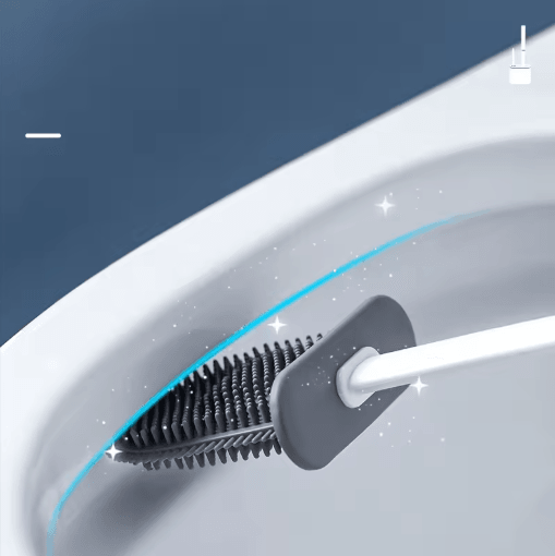 Silicone Toilet Brush Set – Flat Head Flexible Wall-Mounted Toilet Bowl Cleaner
