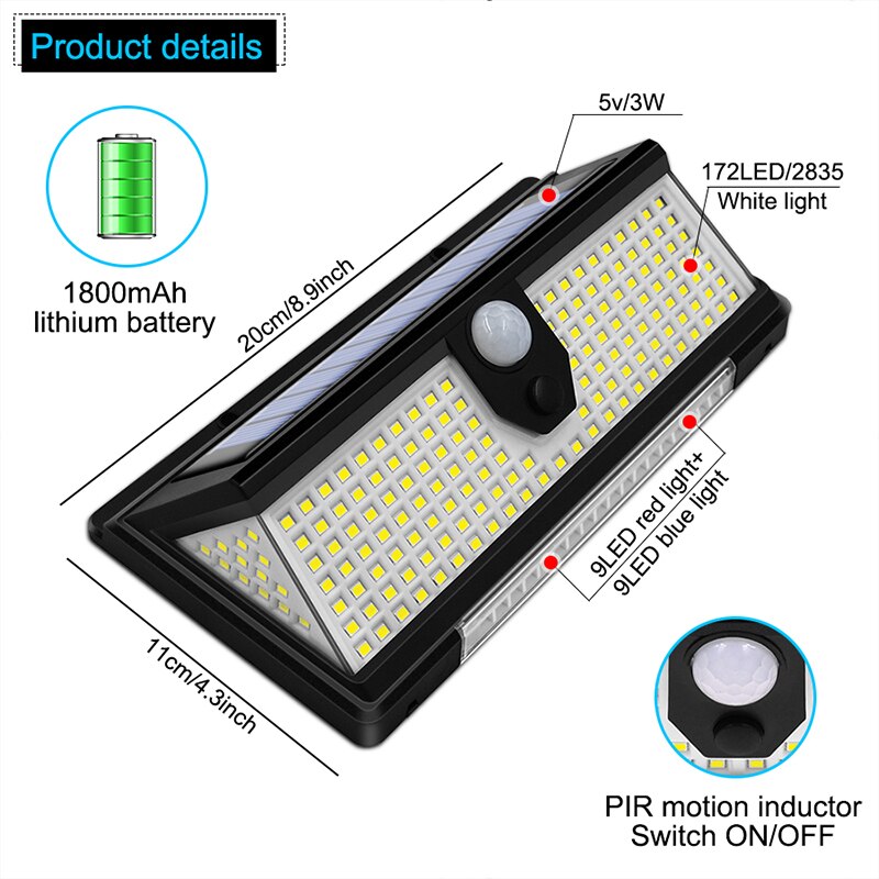 Waterproof Solar Motion Sensor Garden Decoration Wall Lamp for Yard and Door