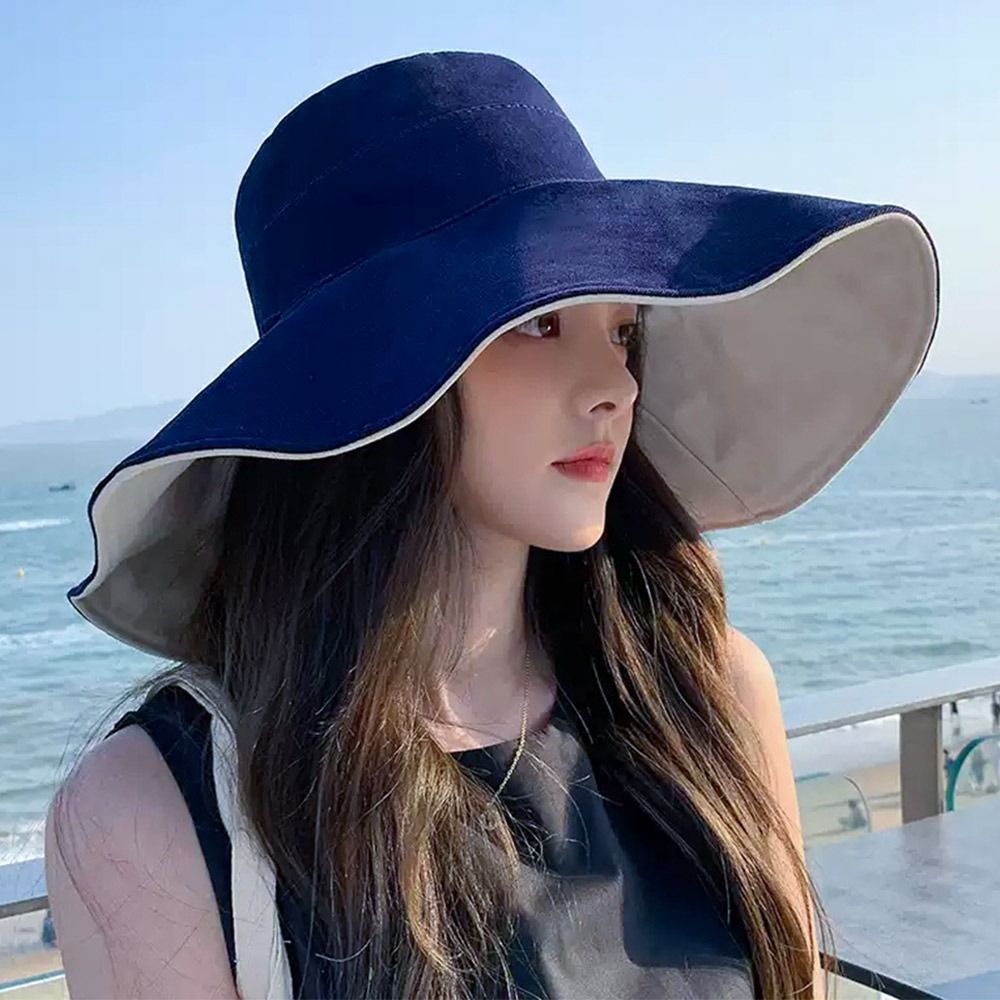 Reversible Wide Brim Bucket Hat UV Protection Foldable Summer Sun Hat