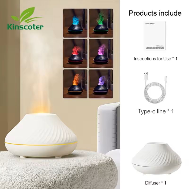Volcanic Flame Aroma Diffuser and Essential Oil Humidifier with Night Light