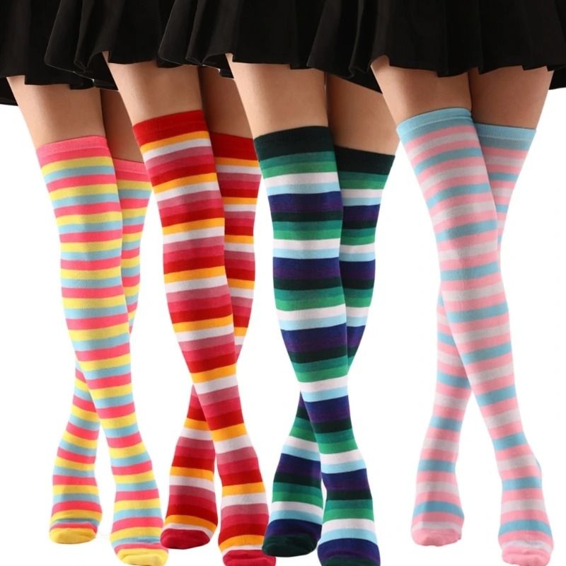 Vibrant Multi Tone Over Knee Aesthetic Socks