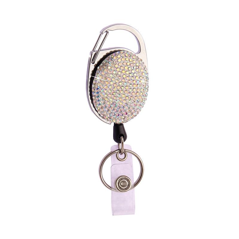 Retractable Badge Reel Keychain with Ceramic Clay Design, Durable ID Holder Clip