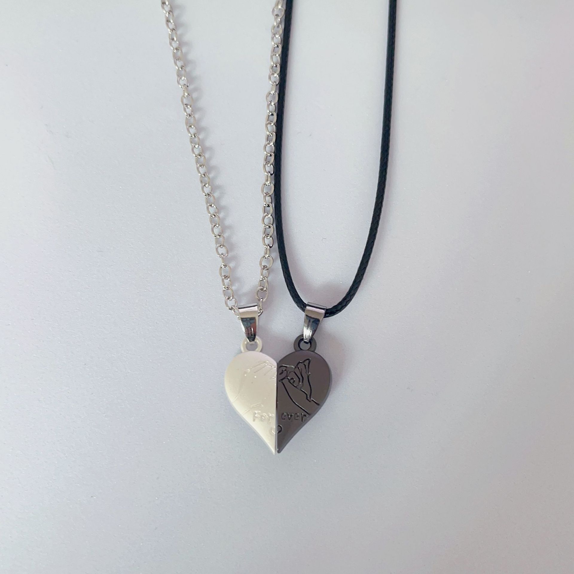 Couple Pendant Necklace Electrocardiogram, Magnetic Heart Pendant Splicing Necklace, Simple Quality Valentines Day Gift