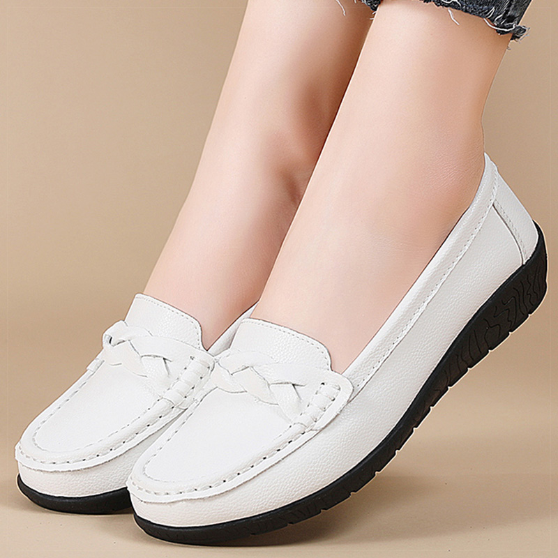 Women Loafer Soft Leather Flats Slip On Casual Shoes Footwear