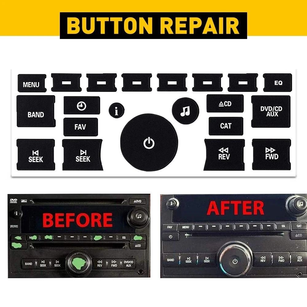 Radio Button Decals, Vinyl Stickers for Radio Control Button Repair, Black Set
