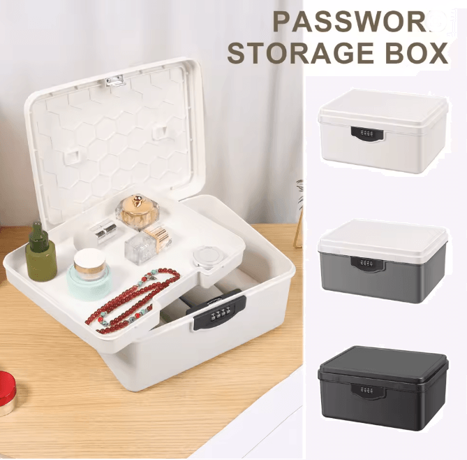 Portable Digital Password Lock Safe Box Secure Storage Organizer with Tray