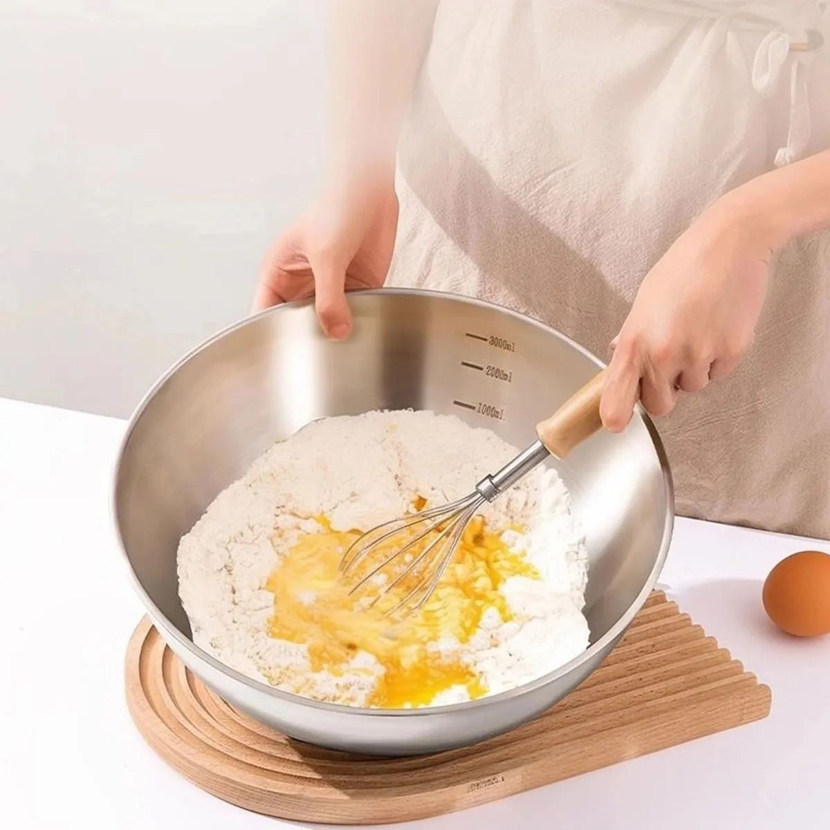 Stainless Steel Mixing Bowl with Scale Large Capacity Kneading Dough Bowl