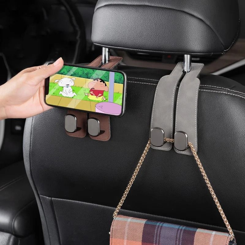 Car Seat Back Double Hook Suede Rear Storage Organizer