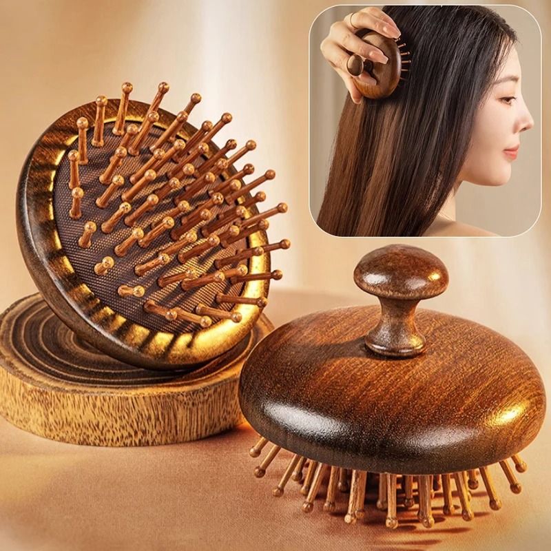 Premium Multi-Functional Wood Massage Comb – Natural Sandalwood Scalp Head Massager for Relaxation and Hair Care