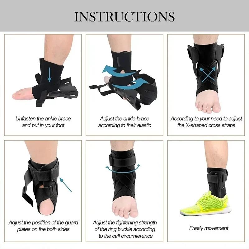 Ankle Brace Support with Side Stabilizers for Sprained Ankle and Tendonitis Recovery
