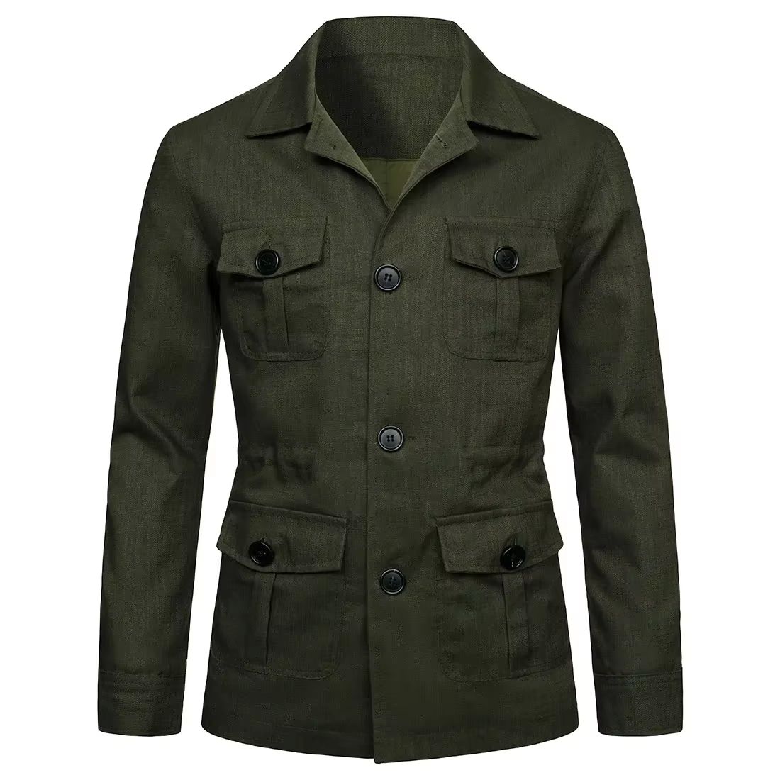 Retro Men's Linen Safari Jacket – Classic British Style Safari Jacket with Multi-Pocket Utility Design