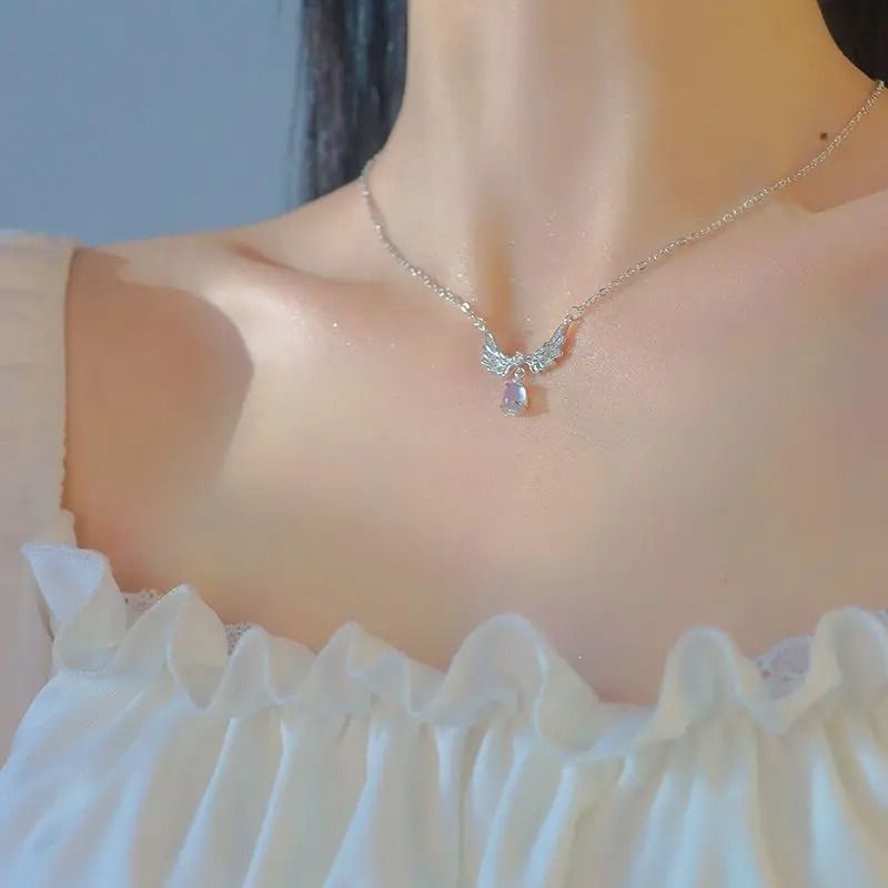 Angel Wings Moonstone Pendant Necklace