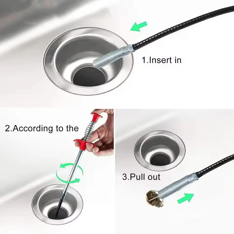 Flexible Drain Snake Tool – Easy-Flow Spring Hook Drain Cleaner