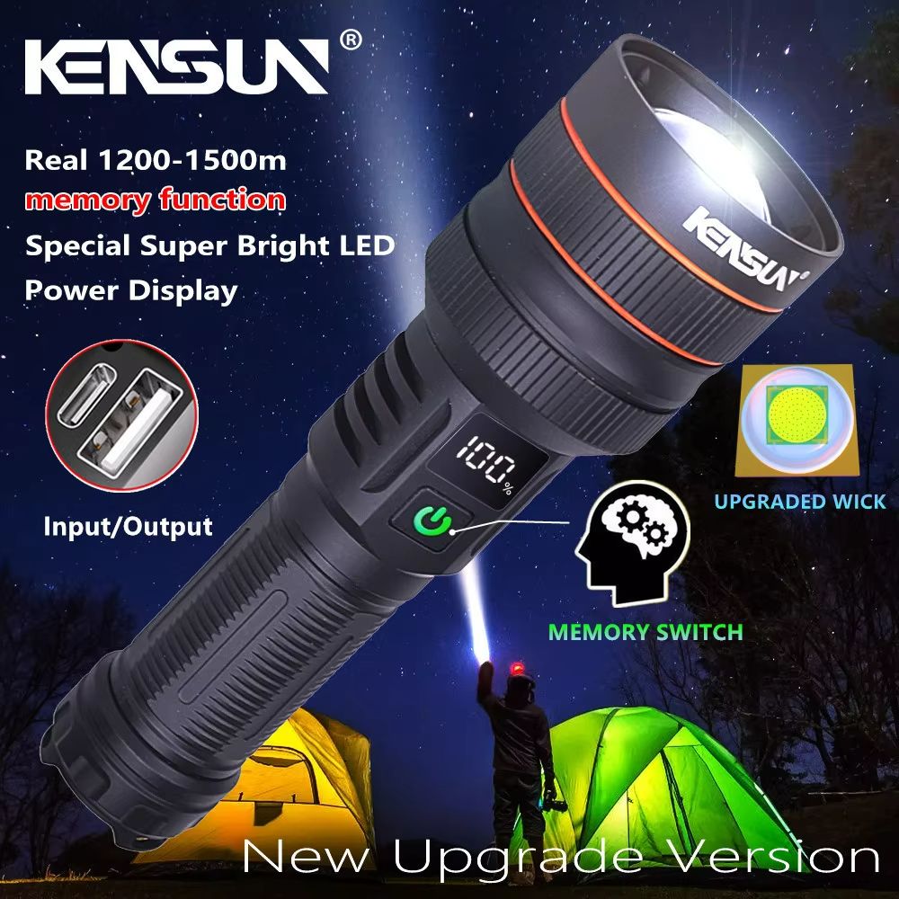 Long Range LED Flashlight – Tactical Waterproof Spotlight with Zoom & Type-C Rechargeable Power