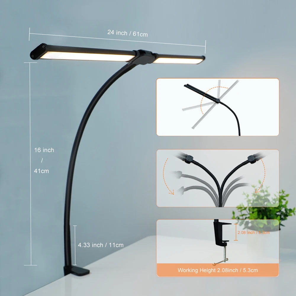 Flexible LED Architect Table Light Monito Desk Lamp with Level Dimming and Color Mode for Home and Reading