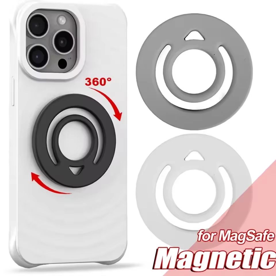 Portable Silicone Magnetic Phone Back Mount and Ring Holder for MagSafe-Compatible iPhones