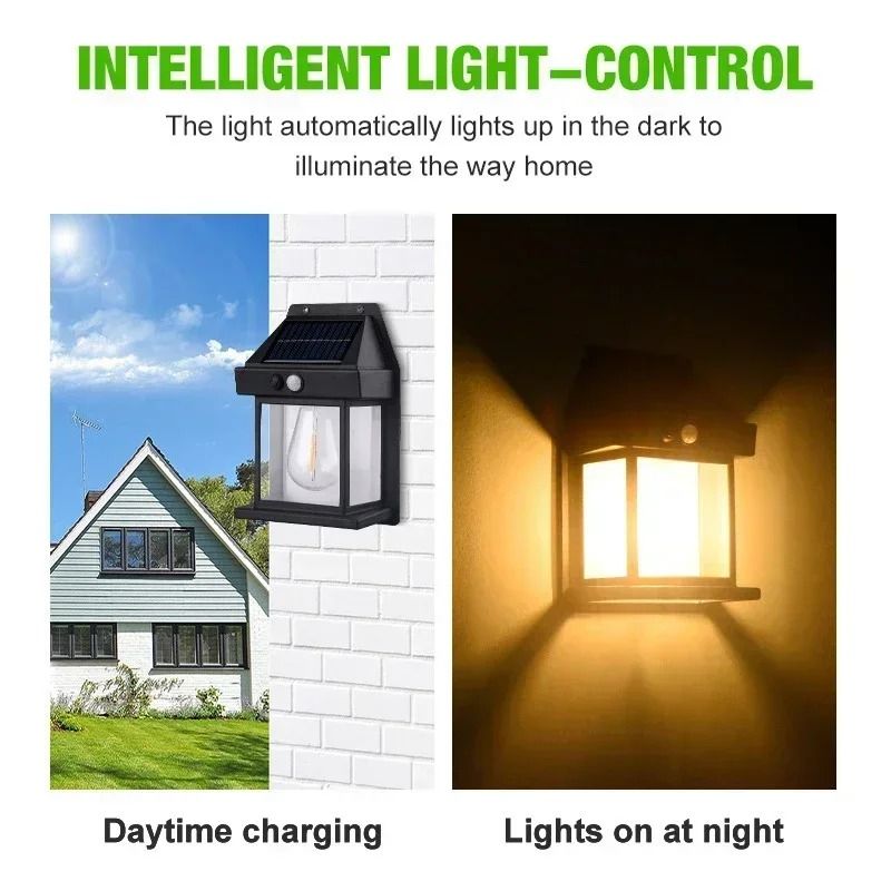 Solar Powered Outdoor Wall Light Motion Sensor Waterproof LED Lamp