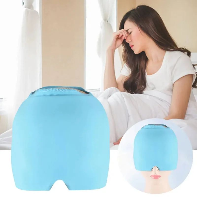 Gel Ice Head Wrap for Migraine Relief - Adjustable Cold Compress Cap for Headaches, Eye Strain, Reusable