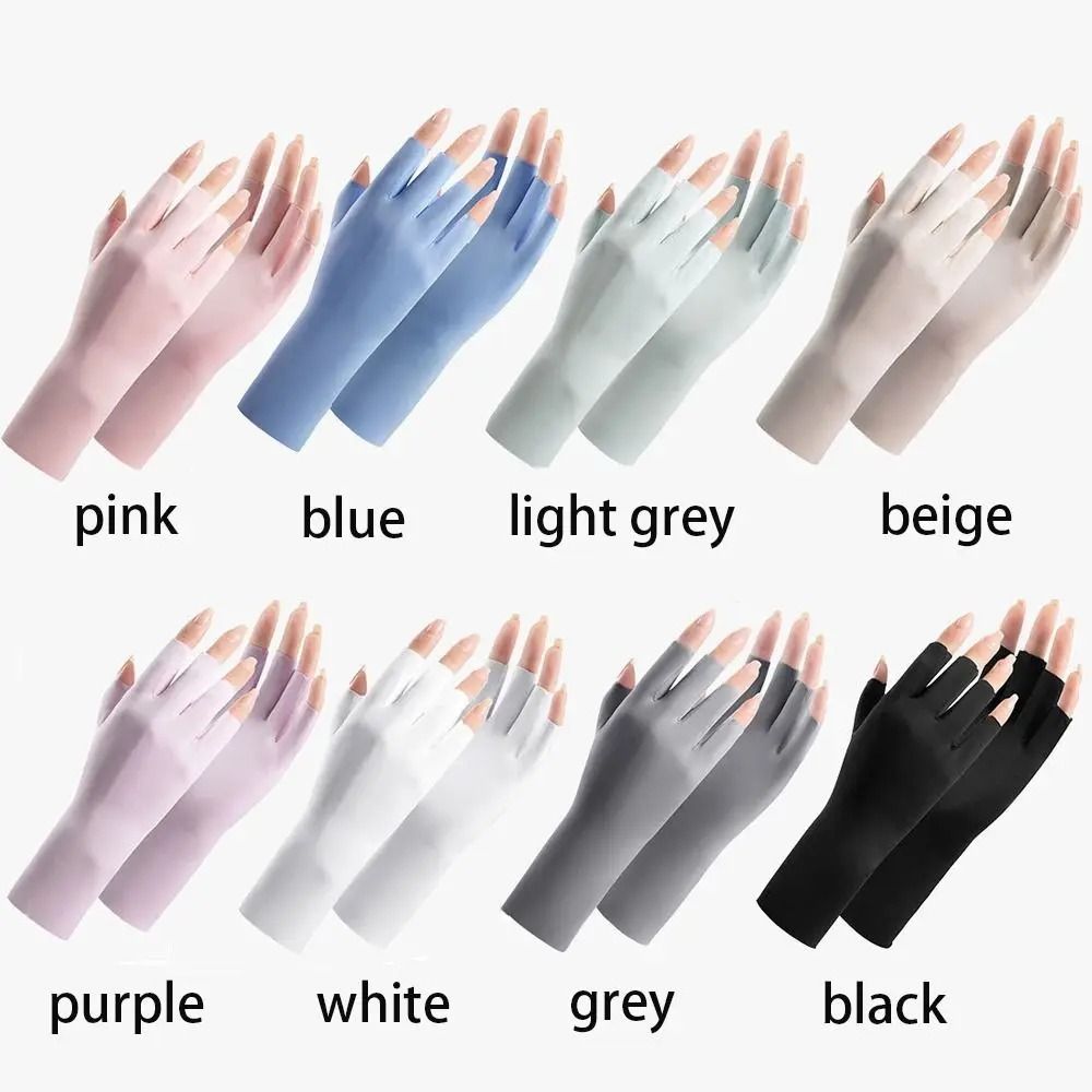 UV Protection Nail Art Gloves Open Finger Manicure Safety Gloves