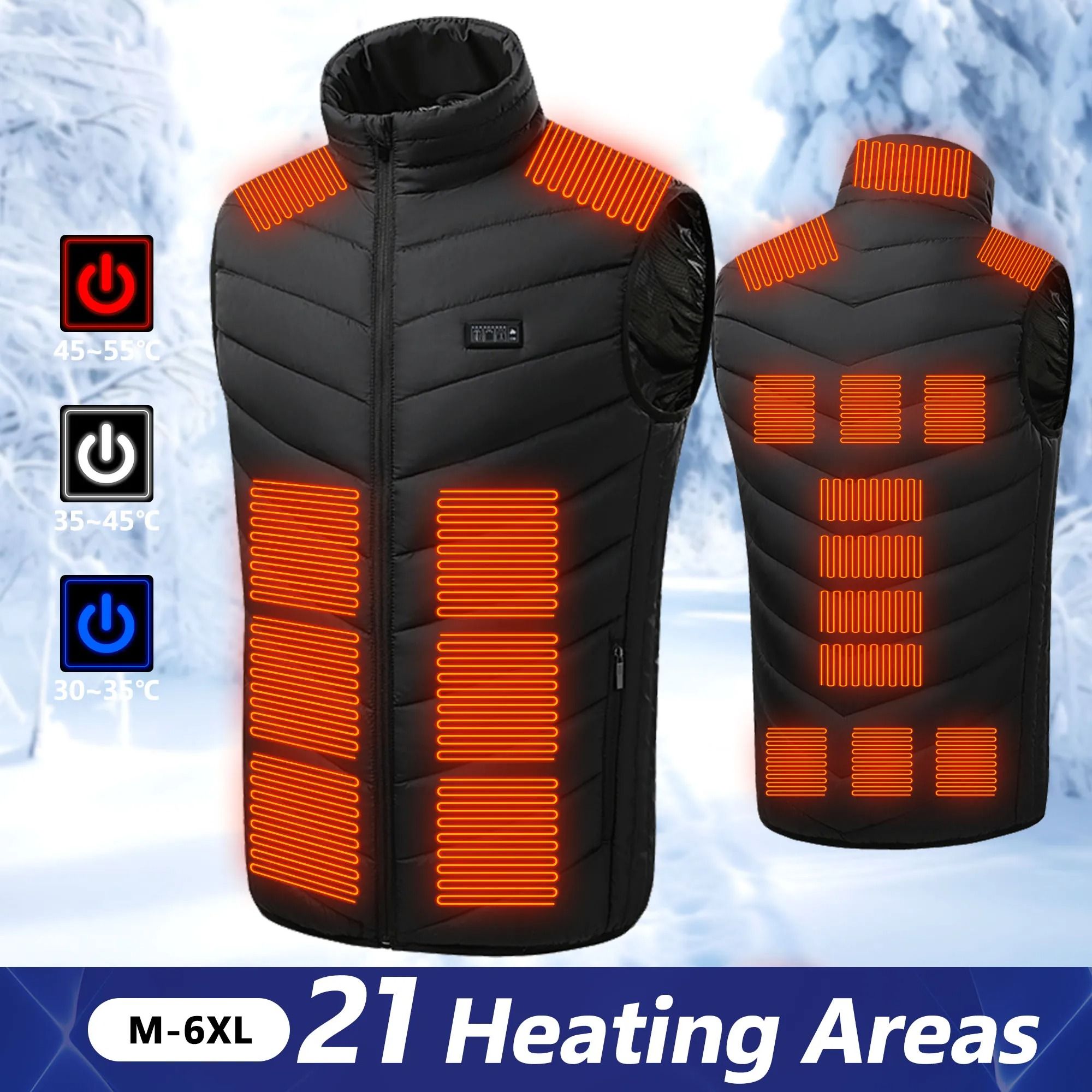 Heated Vest Electric Jacket USB Rechargeable Heating Coat for Men and Women Outdoor Sportswear