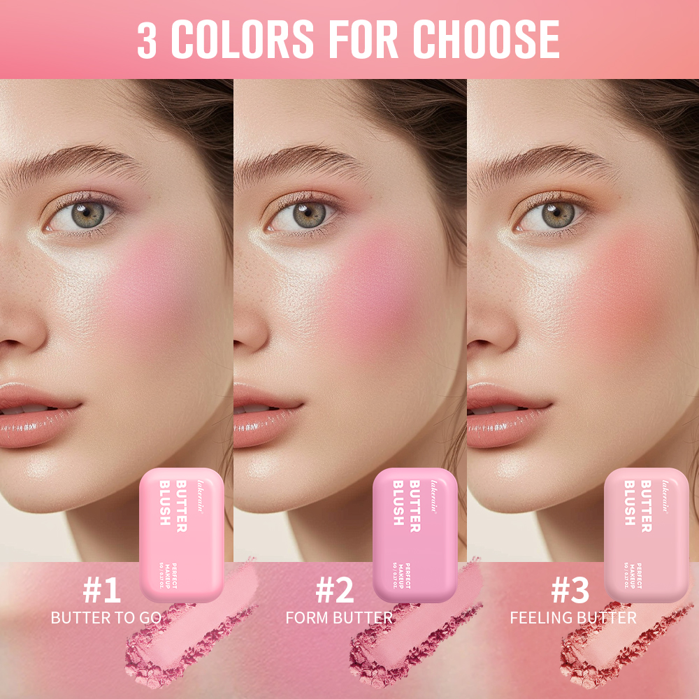 Butter Blush Matte Cheek Tint, Waterproof Face Contouring Cosmetics, Natural Soft Female Makeup, High Pigment Glow