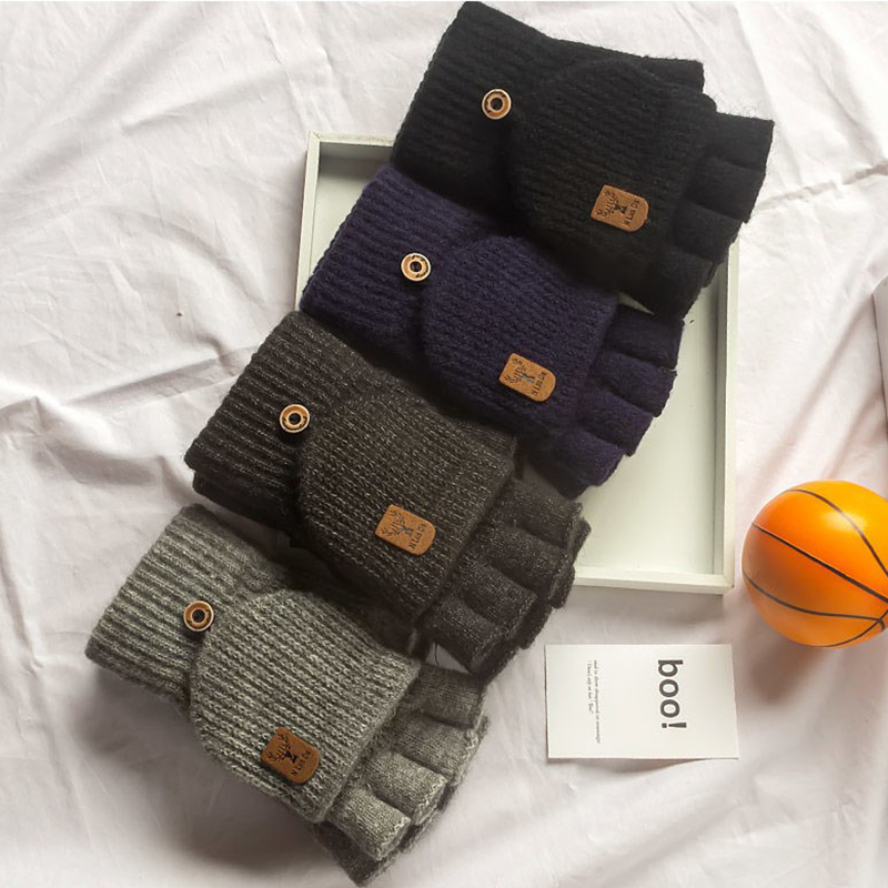 Warm Knitted Fingerless Gloves for Men and Women Winter Touch Screen Gloves for Outdoor Activities