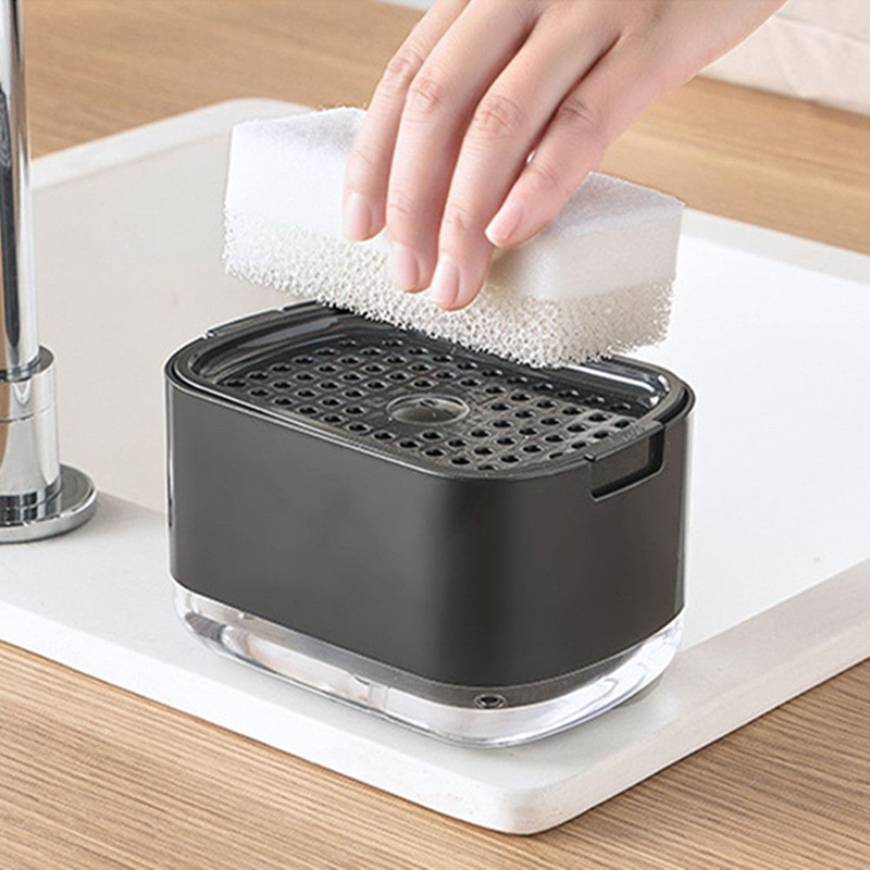Automatic Soap Dispenser with Foam and Sponge Holder Kitchen & Bathroom Liquid Container