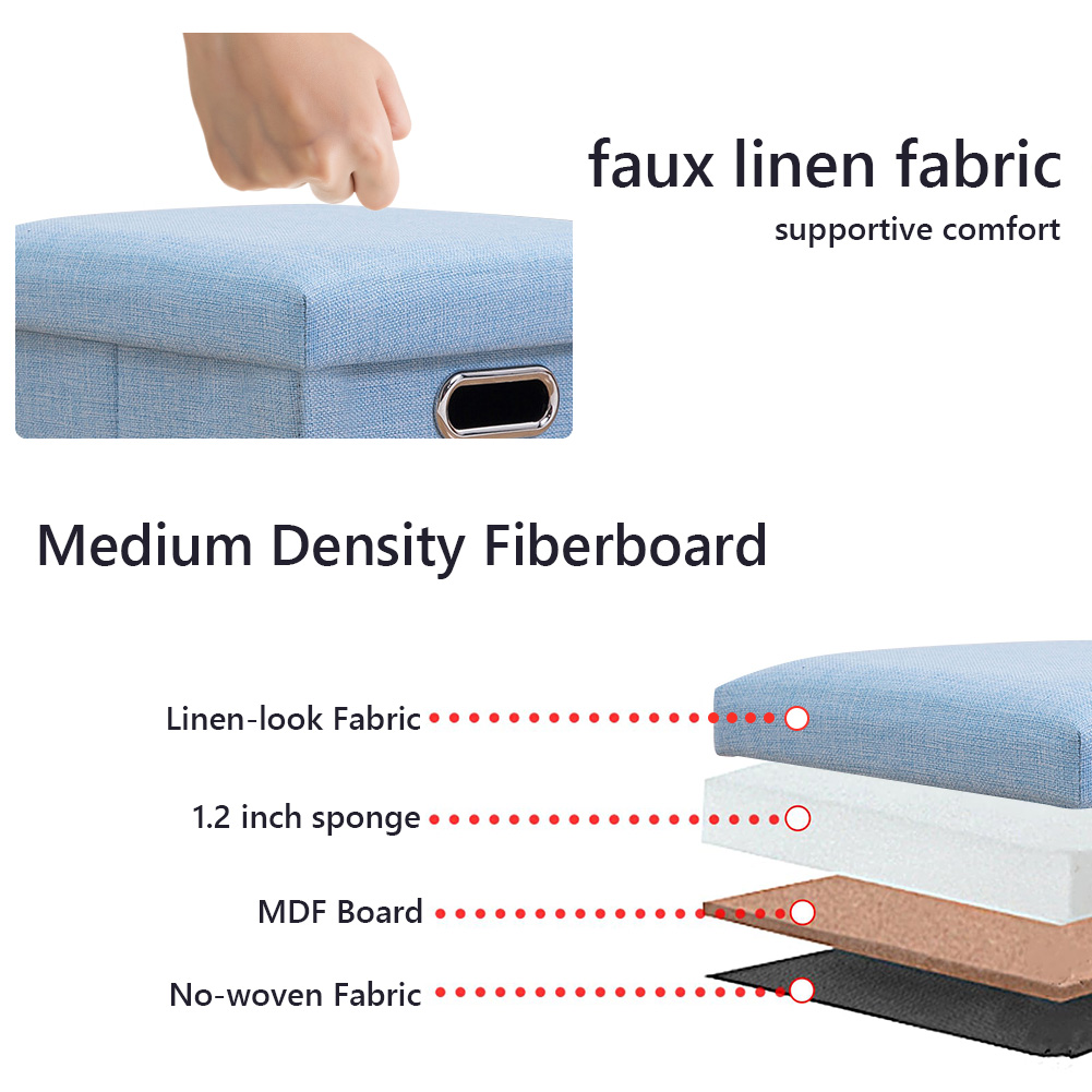 Folding Storage Ottoman Cube Footrest with Sponge Lid, Multipurpose Foot Rest Stool for Room, Dorm
