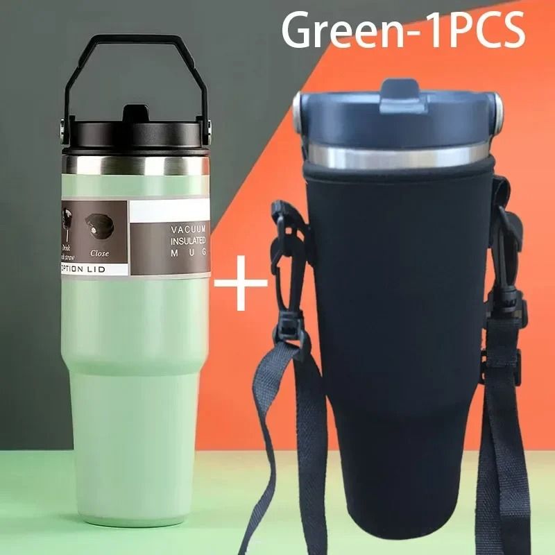 20oz/30oz Thermal Water Bottle With Straw Stainless Steel Car Coffee Mug Vacuum Flask Tumbler