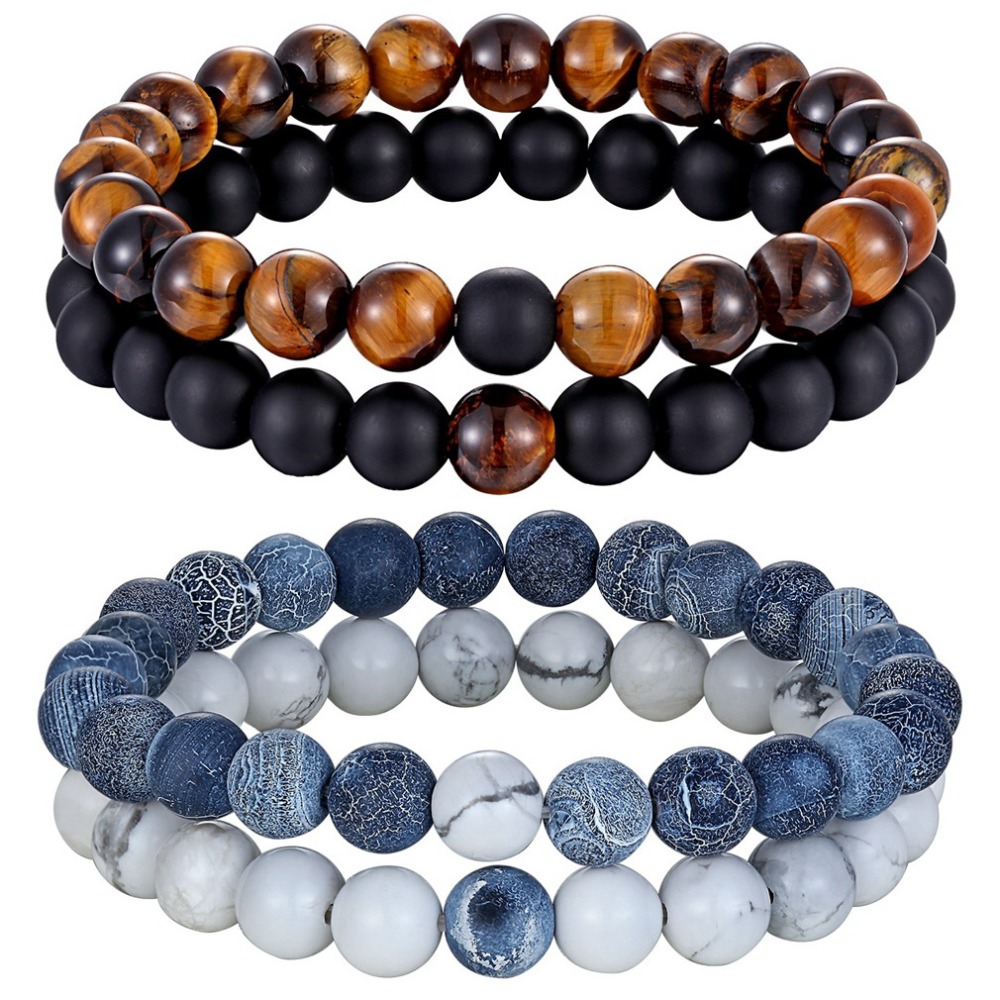 Natural Stone Yoga Bead Bracelet for Men Women Couples Distance Friendship Gift