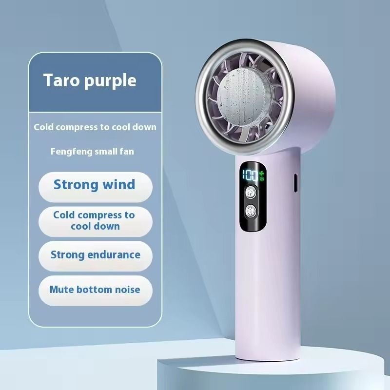Mini Ice Compress Handheld Fan with 3 Speeds and Rechargeable Turbo Coolin