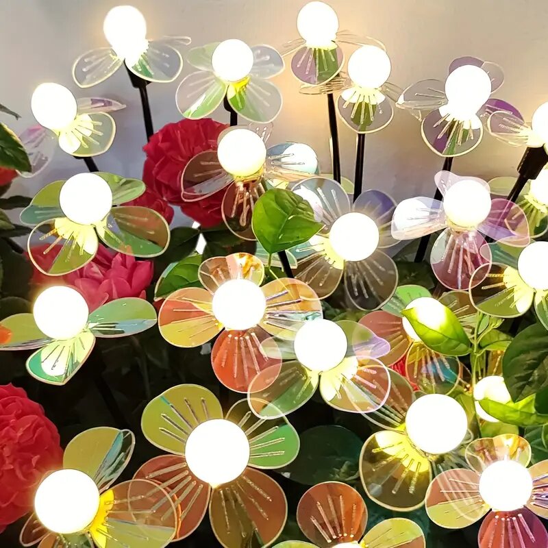 Outdoor Waterproof Solar Firefly Flower LED Lights, Modes Landscape Decoration Lamp for Garden, Patio, Lawn & Pathway