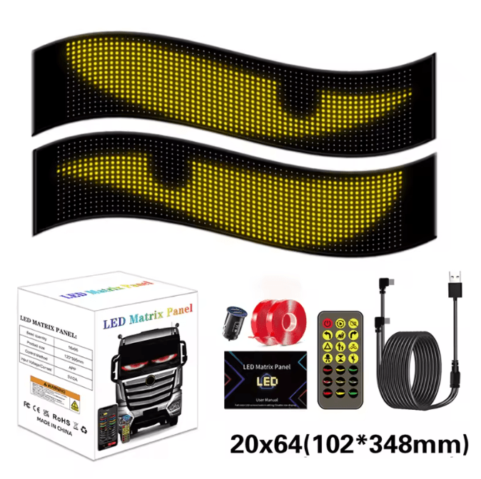 LED Matrix Car Windshield Display with App Control Flexible LED Car Display Panel