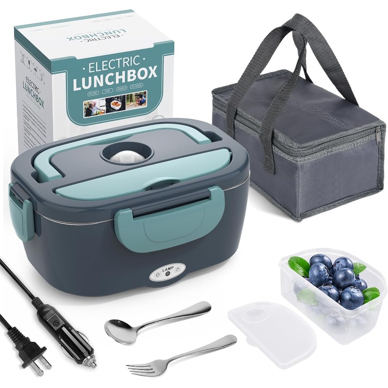 Electric Lunch Box, Portable Food Warmer, Leak Proof Heating Container for Car, Home, Office Use, Meal Prep Solution